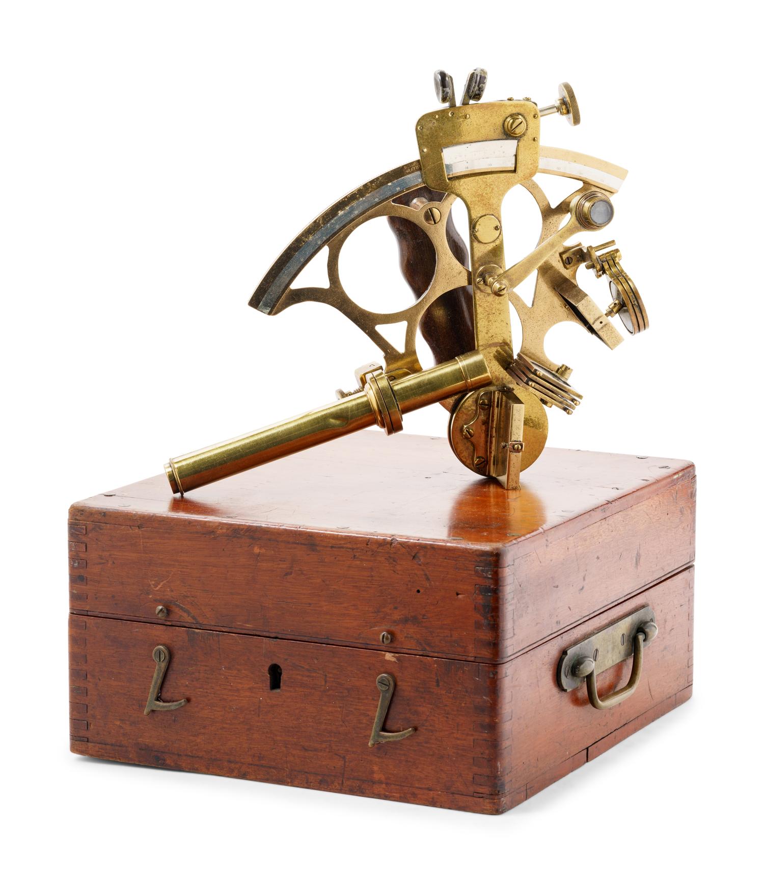 An English Brass Cased Sextant by T.L. Ainsley, Ltd., South Shields