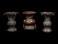 Three Japanese Bronze Vases
