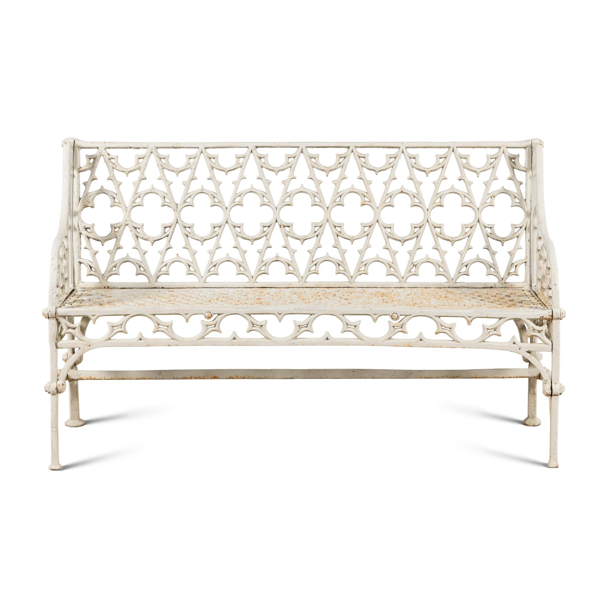 A Victorian Style Painted Iron Bench