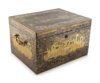 An English Black and Gold Lacquer Chinoiserie Decorated Box — 19TH CENTURY