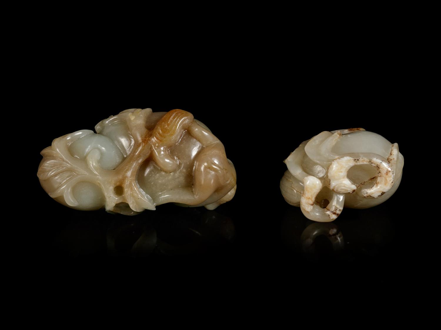 Two Chinese Jade Carvings of Fruits and Animals