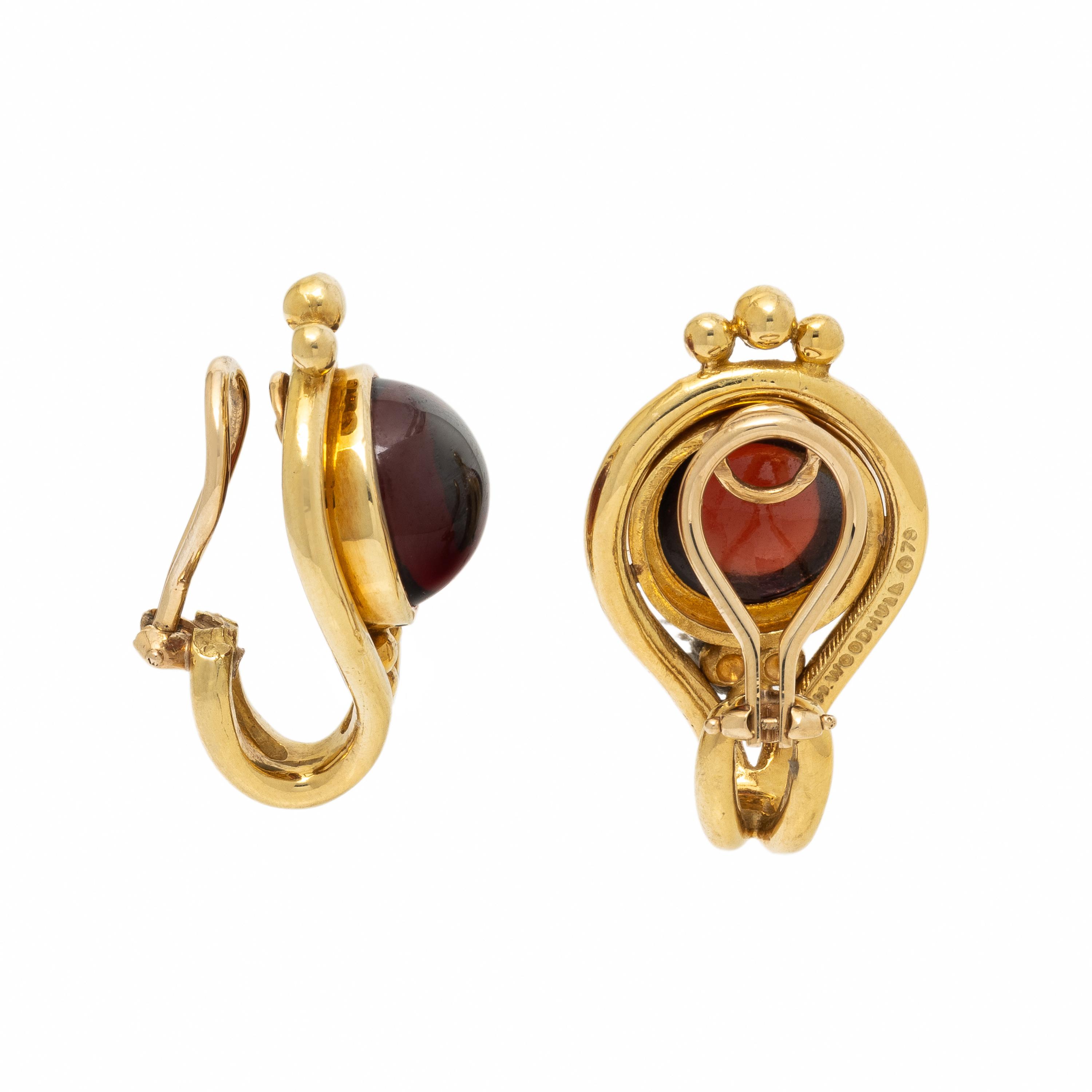 Helen Woodhull, Garnet and Yellow Gold Earrings