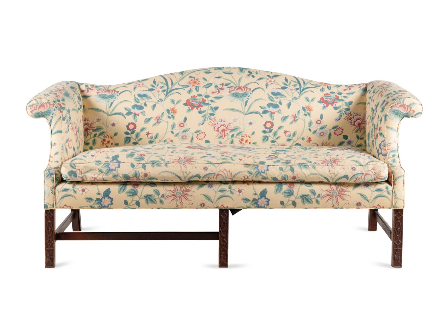 A George III Style Mahogany Camelback Sofa