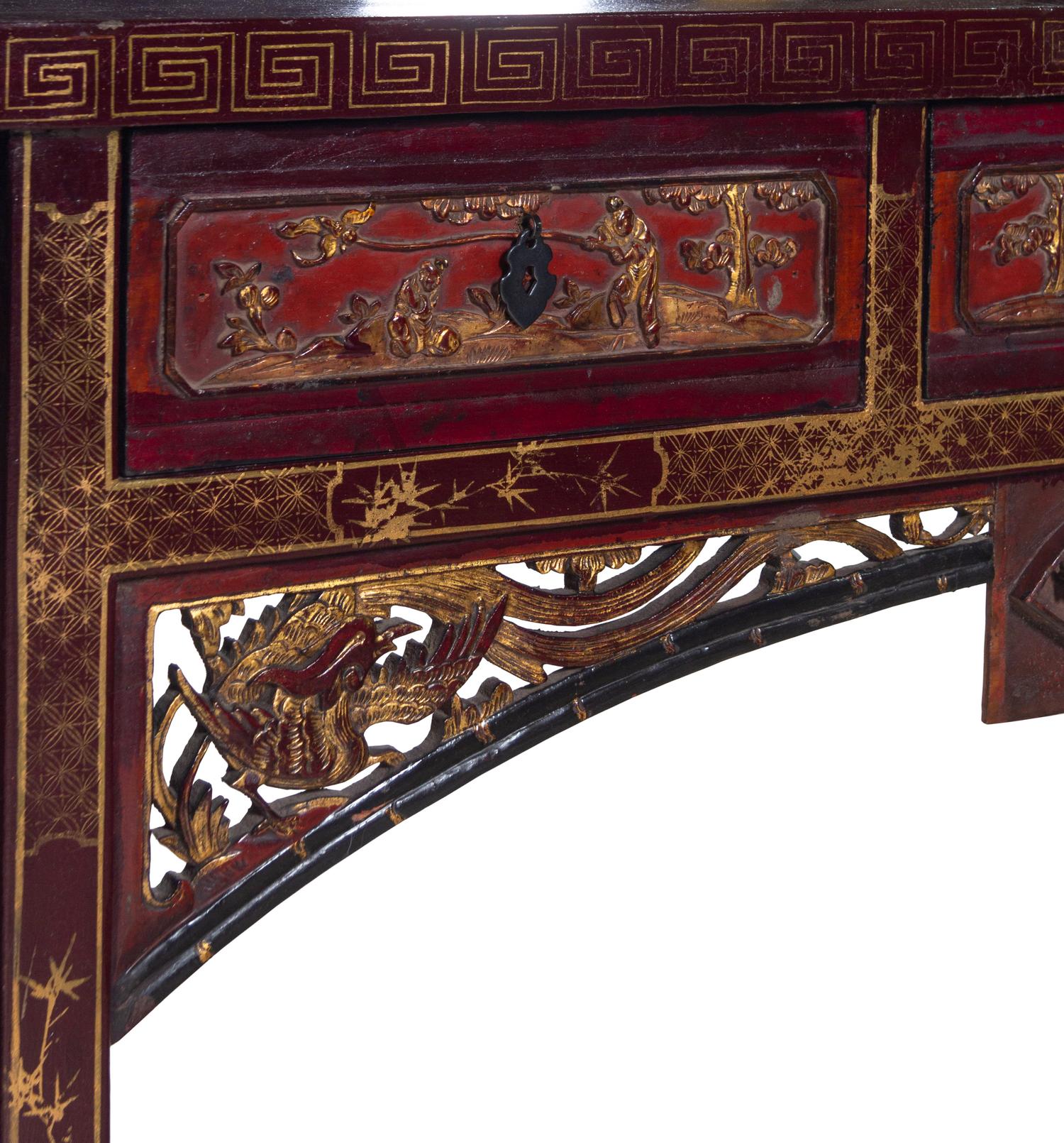 A Chinese Painted and Parcel Gilt Altar Table