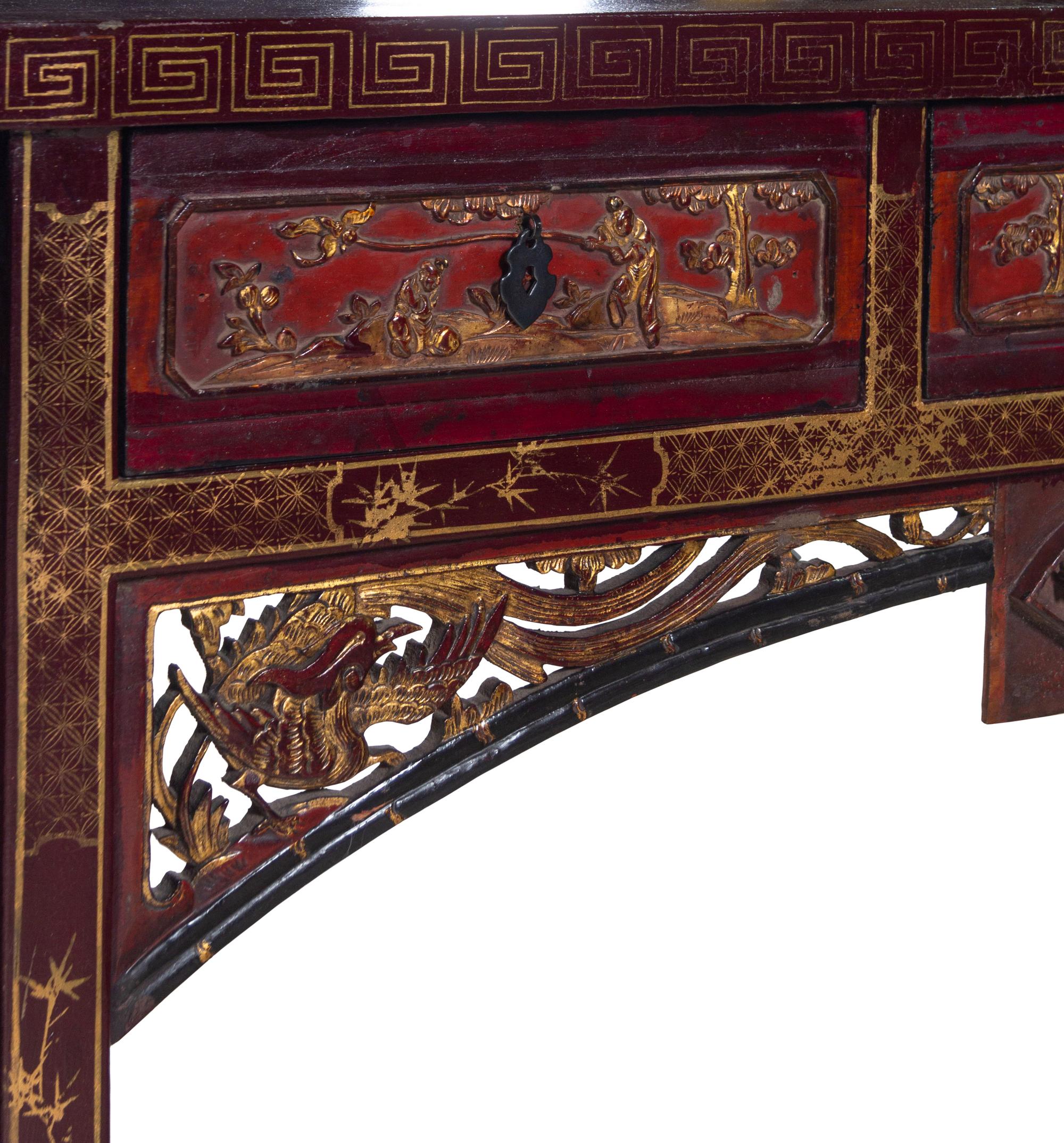 A Chinese Painted and Parcel Gilt Altar Table