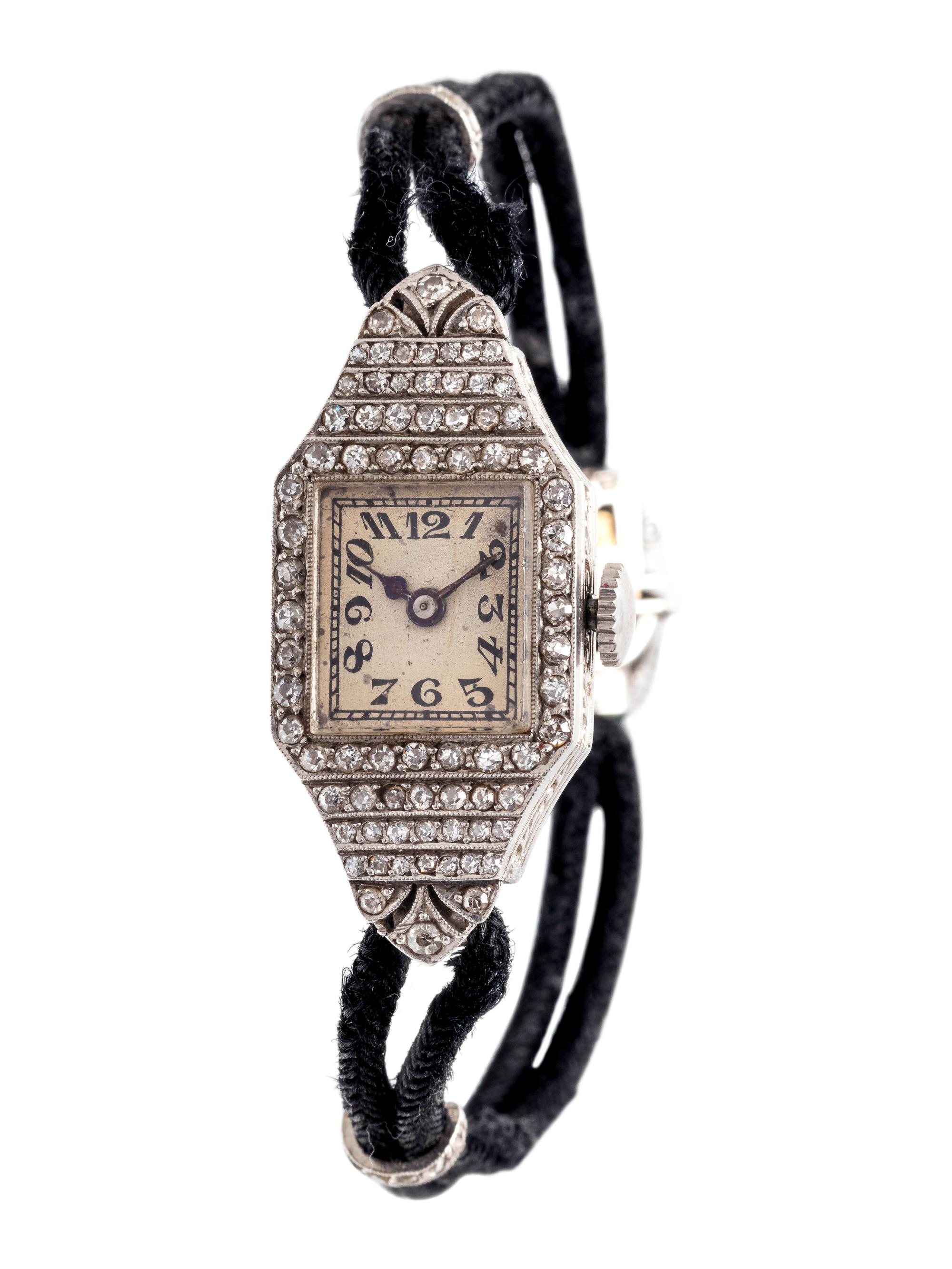 ANTIQUE, PLATINUM AND DIAMOND WRISTWATCH