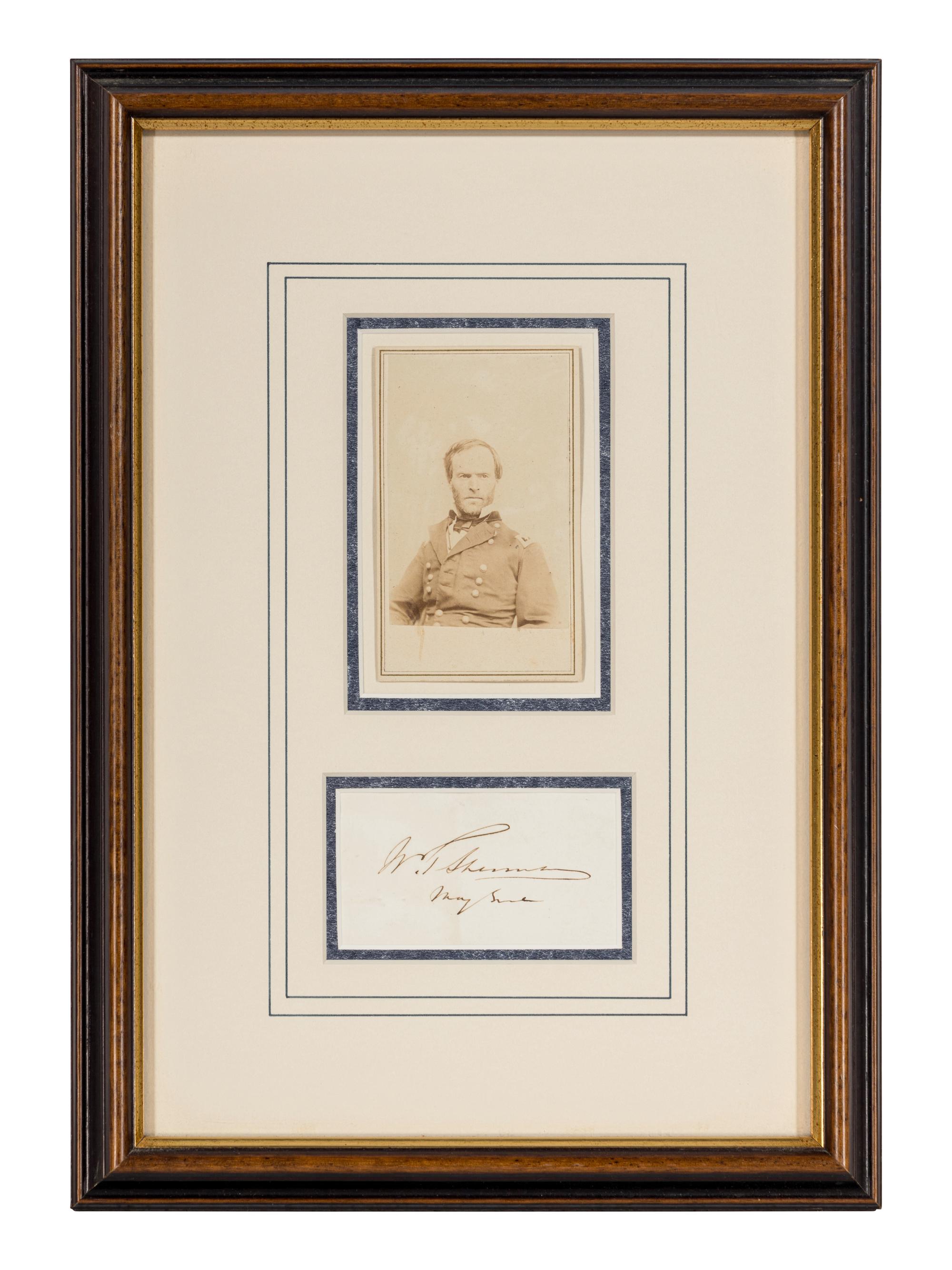 [CIVIL WAR]. SHERMAN, William Tecumseh (1820-1891). Clipped signature with CDV.