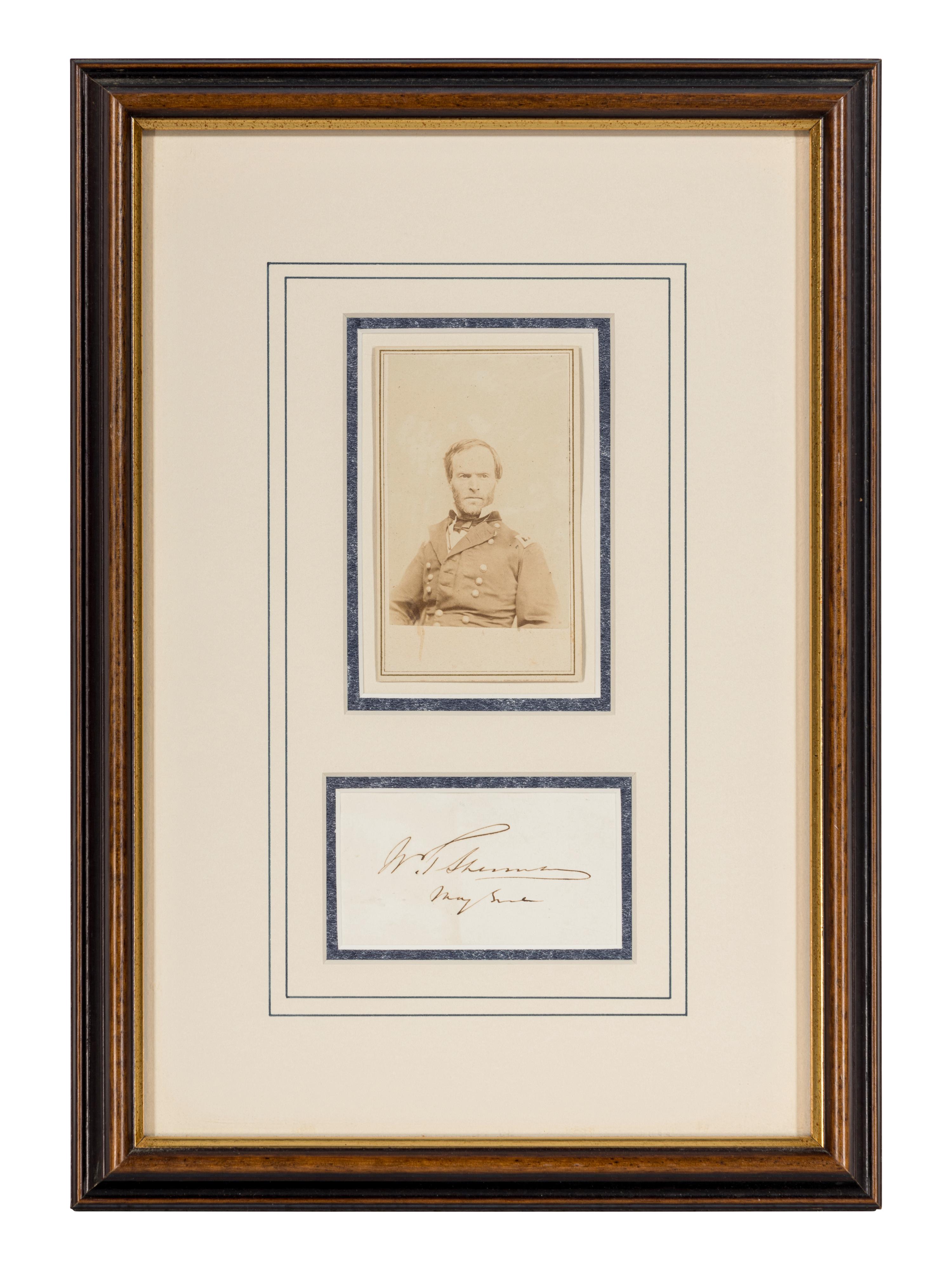 [CIVIL WAR]. SHERMAN, William Tecumseh (1820-1891). Clipped signature with CDV.