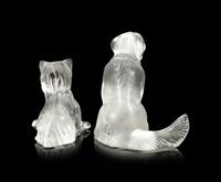 Two Lalique Dog Sculptures