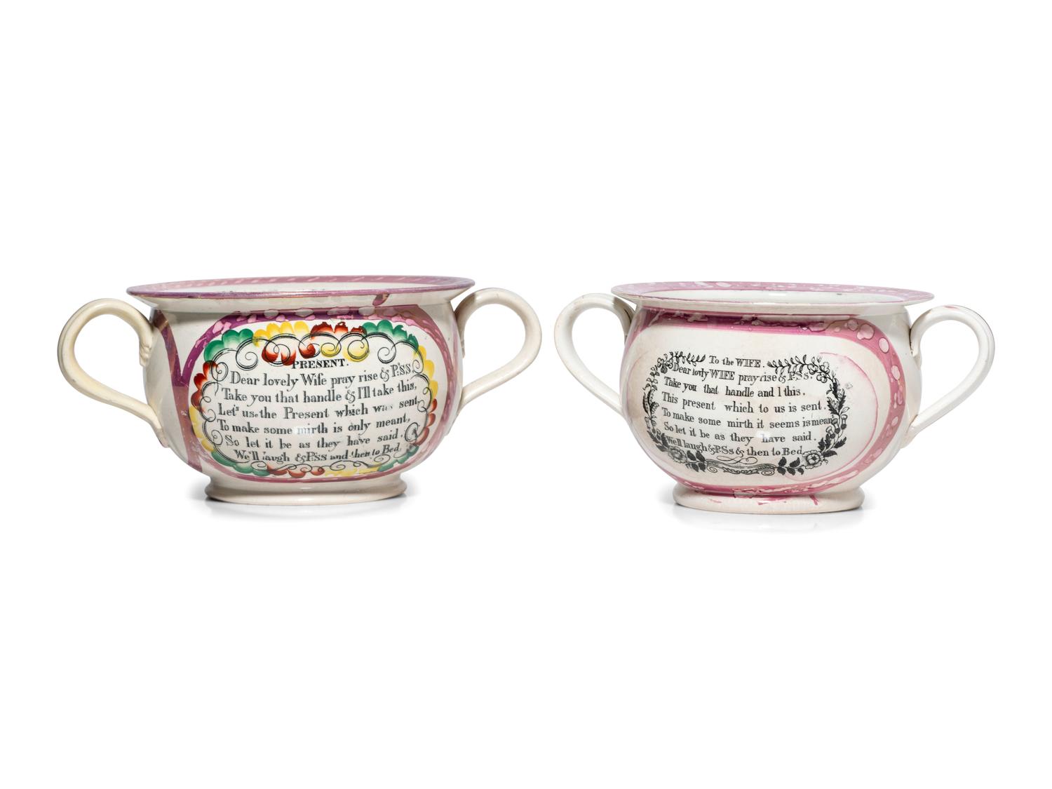 Two Sunderland Luster Chamber Pots