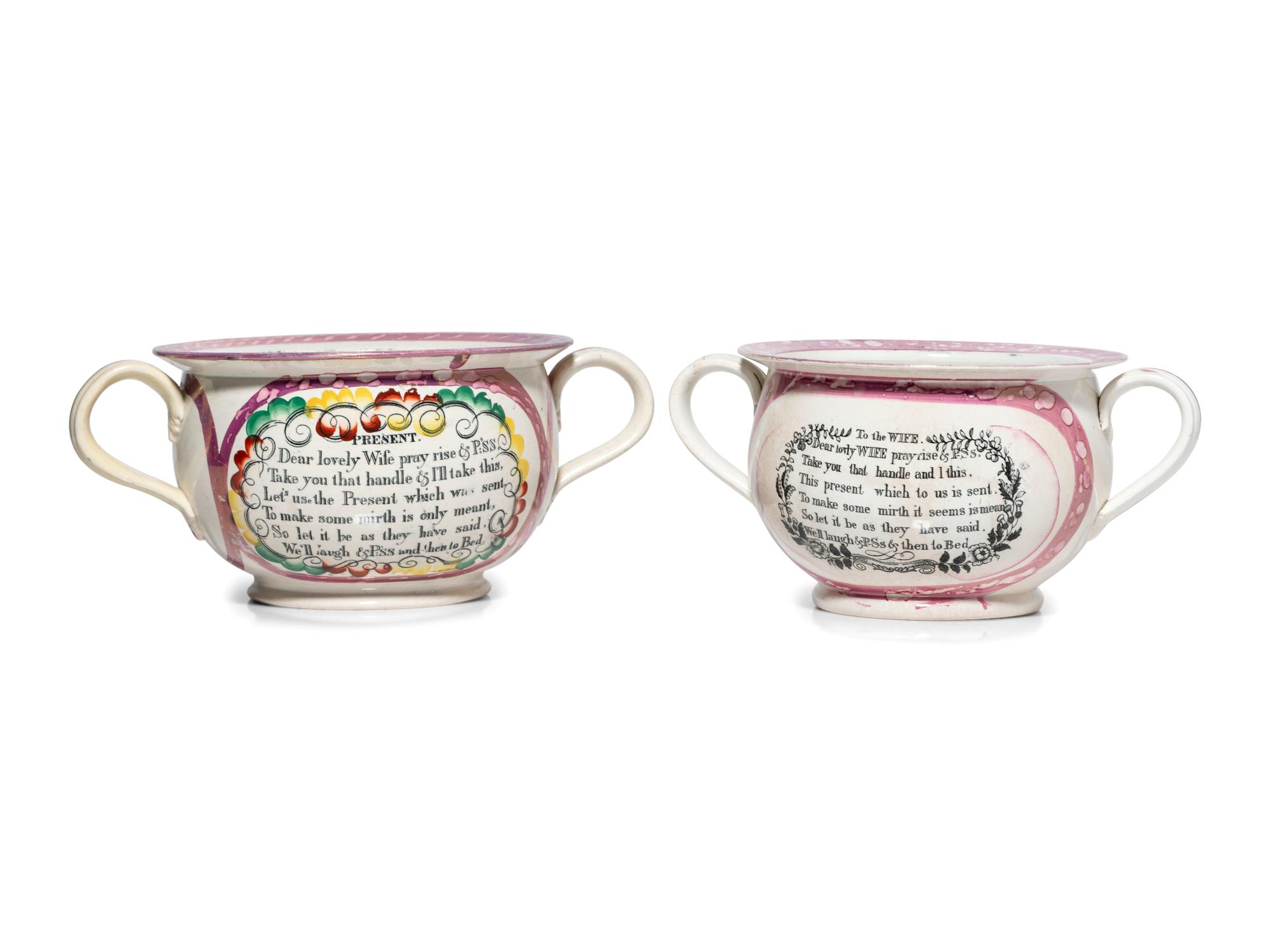 Two Sunderland Luster Chamber Pots