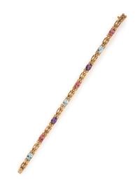 YELLOW GOLD, DIAMOND, AND MULTIGEM BRACELET