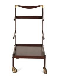 Cesare Lacca Lacquered Mahogany and Brass Bar Cart — Italian, Circa 1950