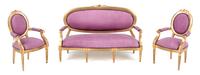 A Louis XV Style Parlor Suite Width of settee 5 3/8 inches.