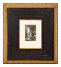 A Set of Four French Engravings of Courting Aristocrats in Ebonized and Giltwood Frames