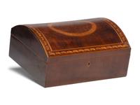 An English Inlaid Mahogany Domed-Top Document Box