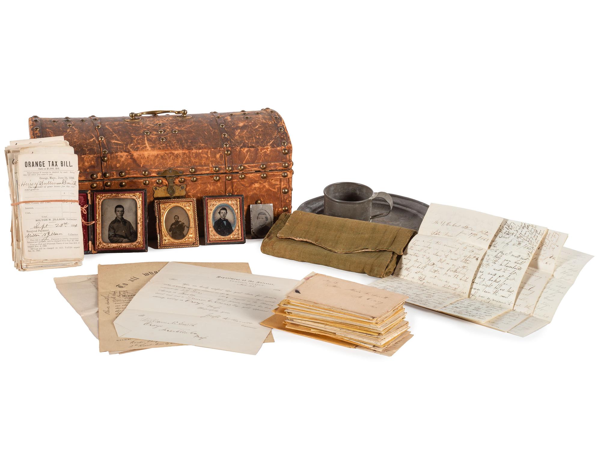 [CIVIL WAR]. Smith family archive, incl. war-date letters of William N. Smith (1842-1867), Co. H, 36th Massachusetts Infantry and cased image of Smith in Civil War uniform.