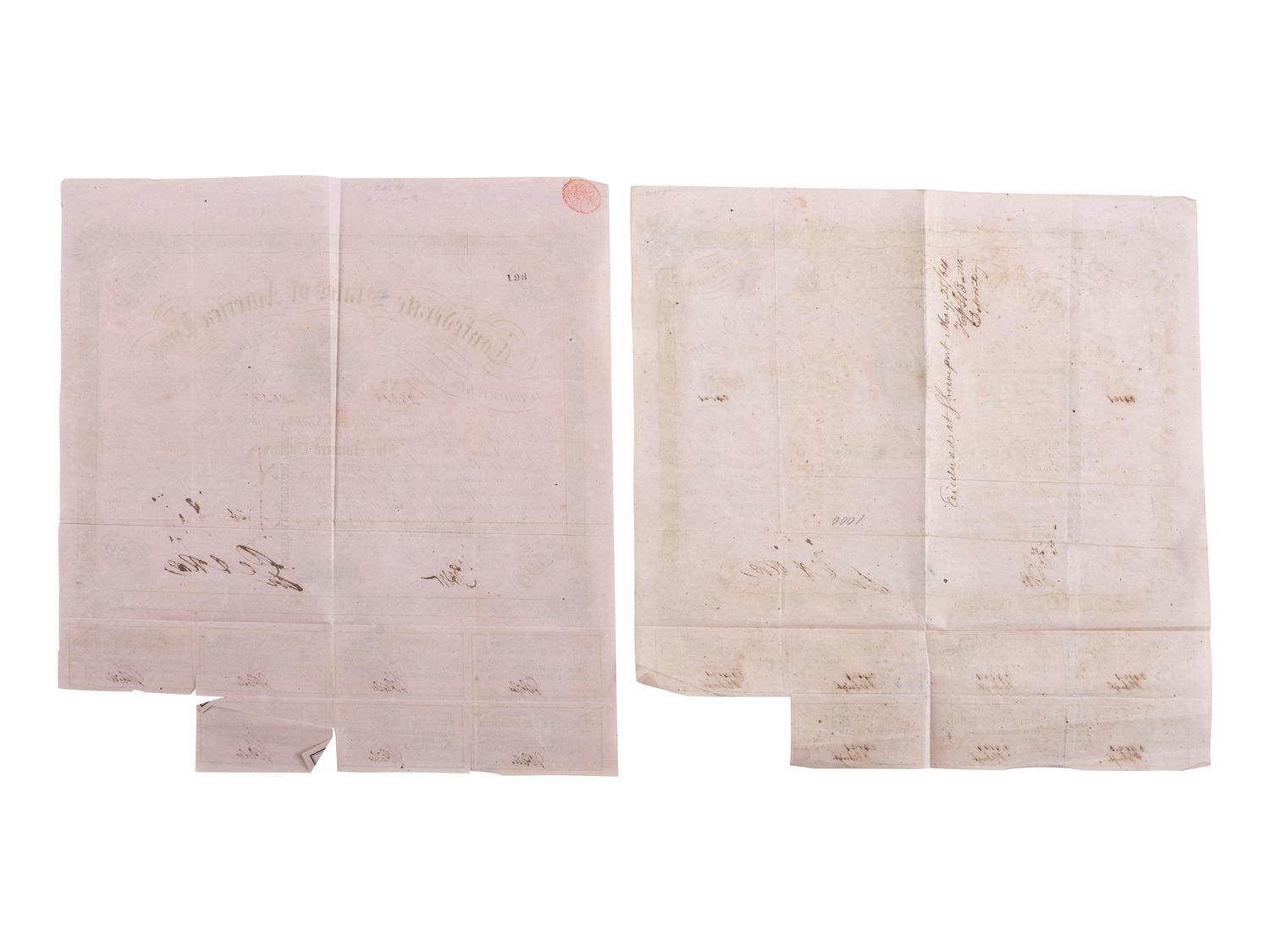 [CIVIL WAR]. A group of 2 Trans-Mississippi Issued Confederate bonds.