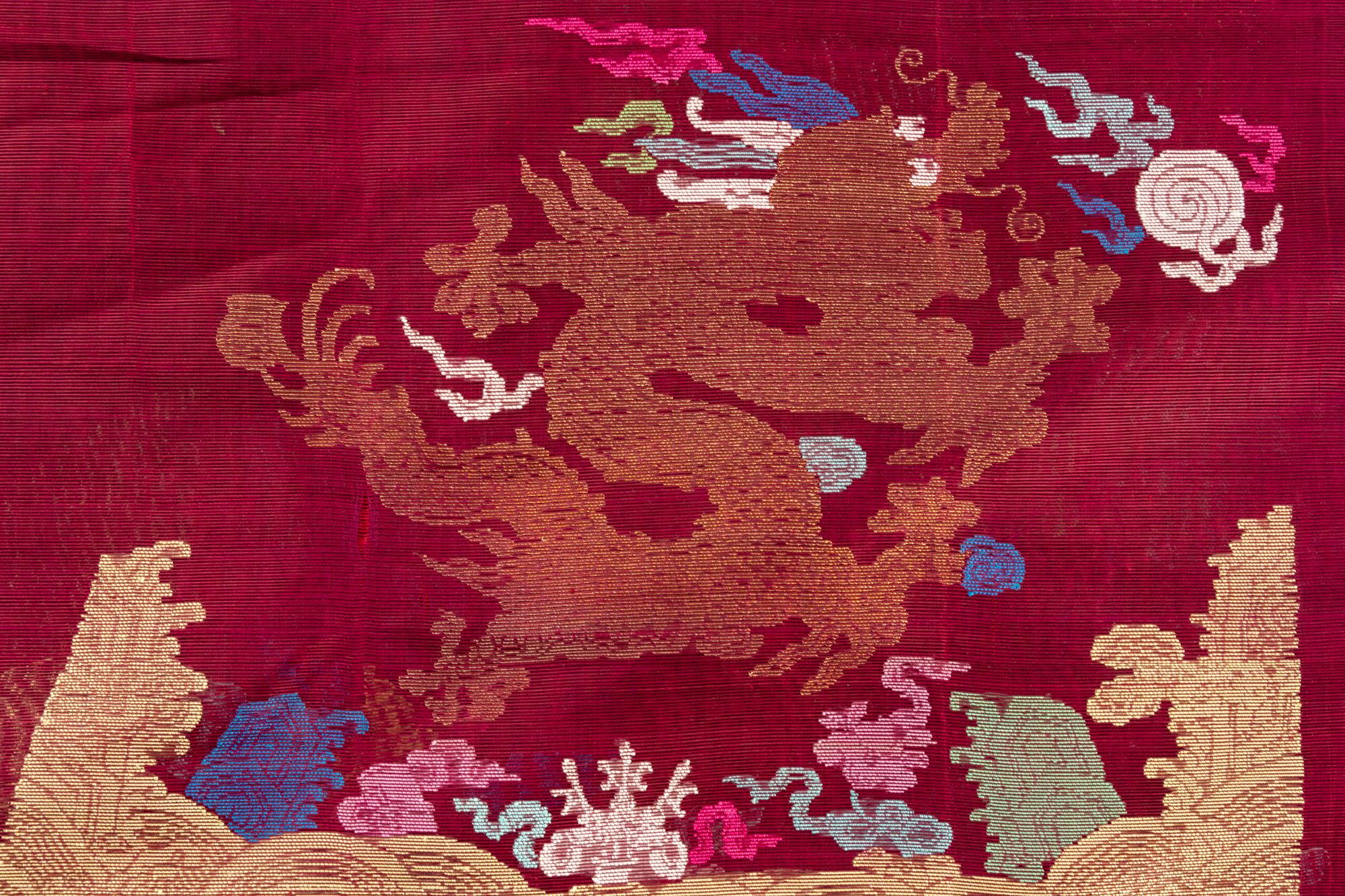 Two Sets of Uncut Silk Gauze Dragon Robe Yardage