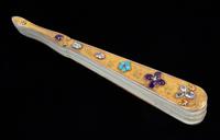 A Swiss 14-Karat Gold and Semi-Precious Stone Brisé Fan
