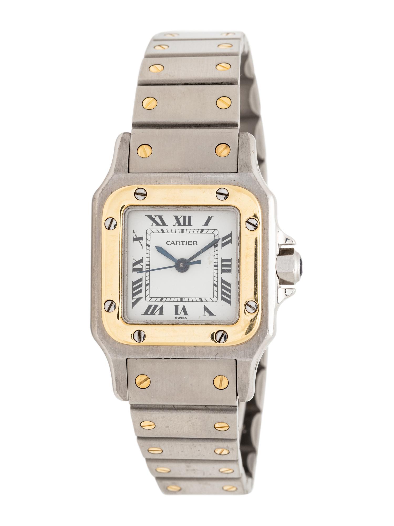 CARTIER, STAINLESS STEEL AND 18K YELLOW GOLD 'SANTOS' WATCH