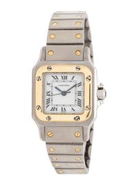 CARTIER, STAINLESS STEEL AND 18K YELLOW GOLD 'SANTOS' WATCH