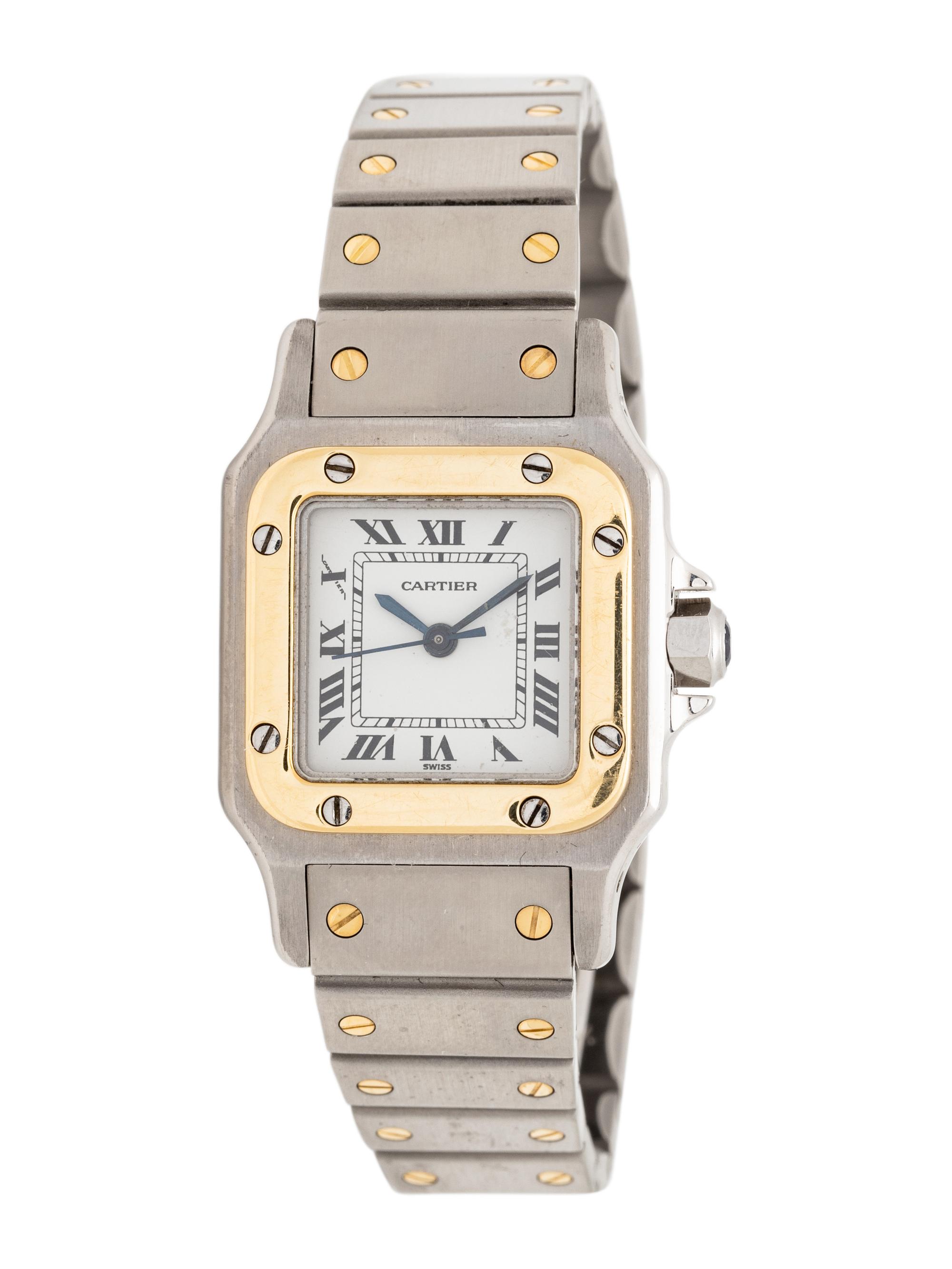 CARTIER, STAINLESS STEEL AND 18K YELLOW GOLD 'SANTOS' WATCH