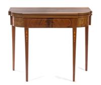 A Federal Mahogany Game Table Height 29 3/4 x width 34 3/4 x depth 35 3/4 inches (open). — 18TH/19TH CENTURY