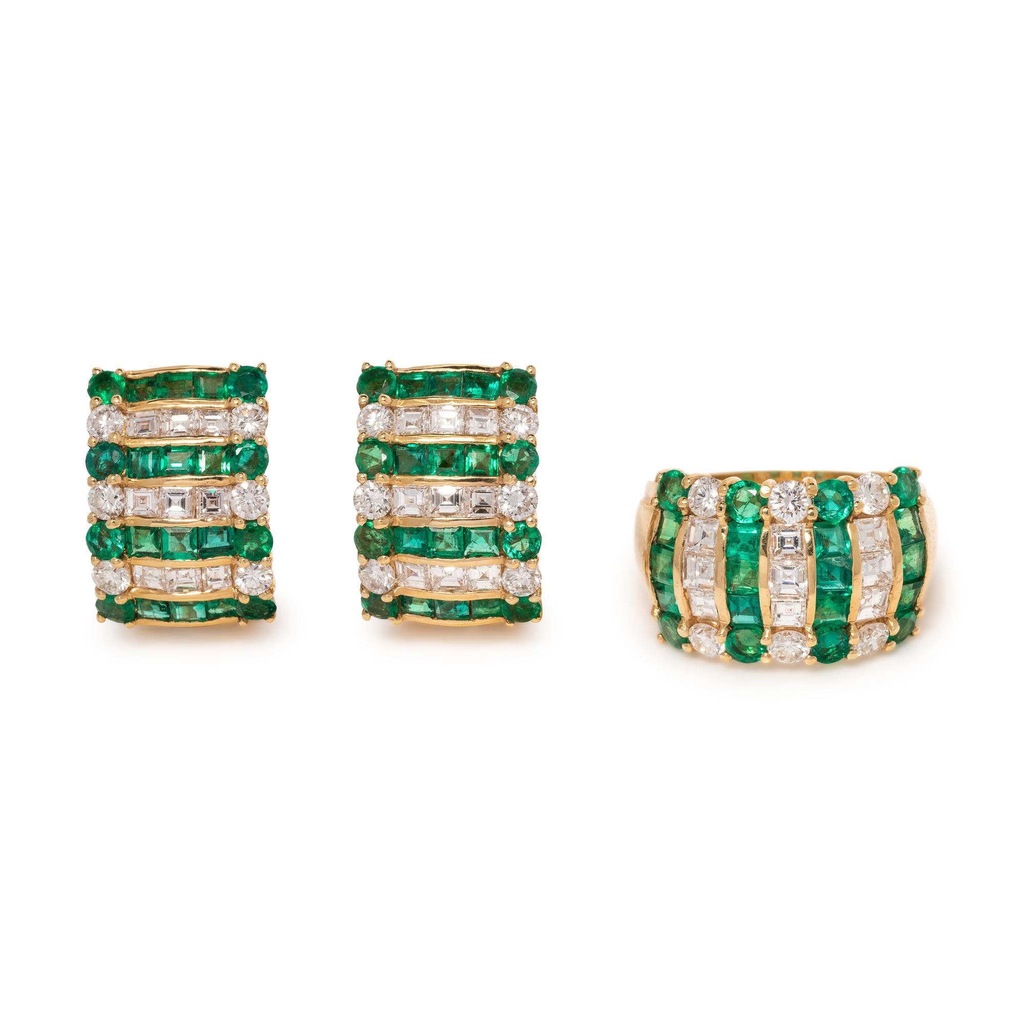 EMERALD AND DIAMOND SET