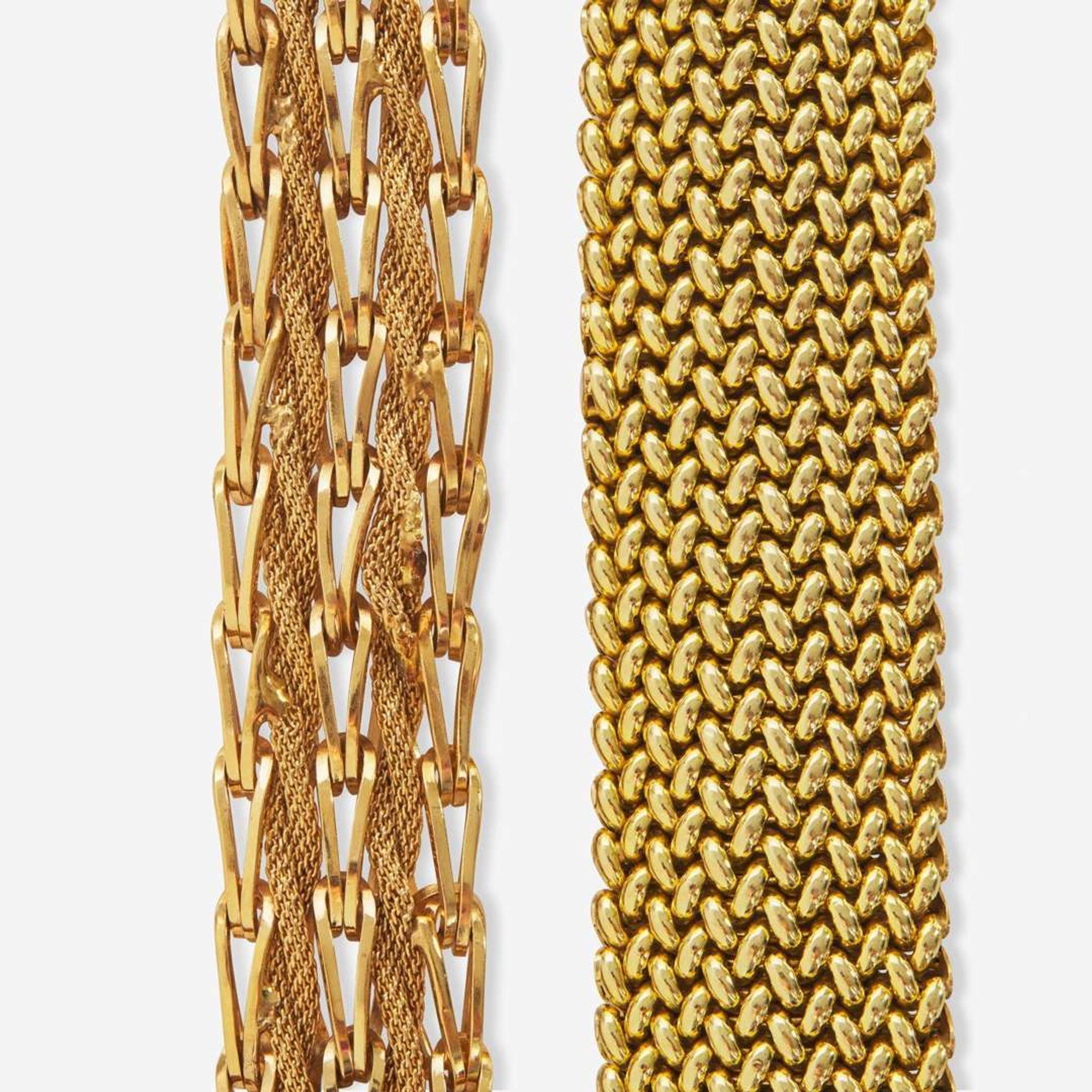 A Set of Two 14K Yellow Gold Bracelets