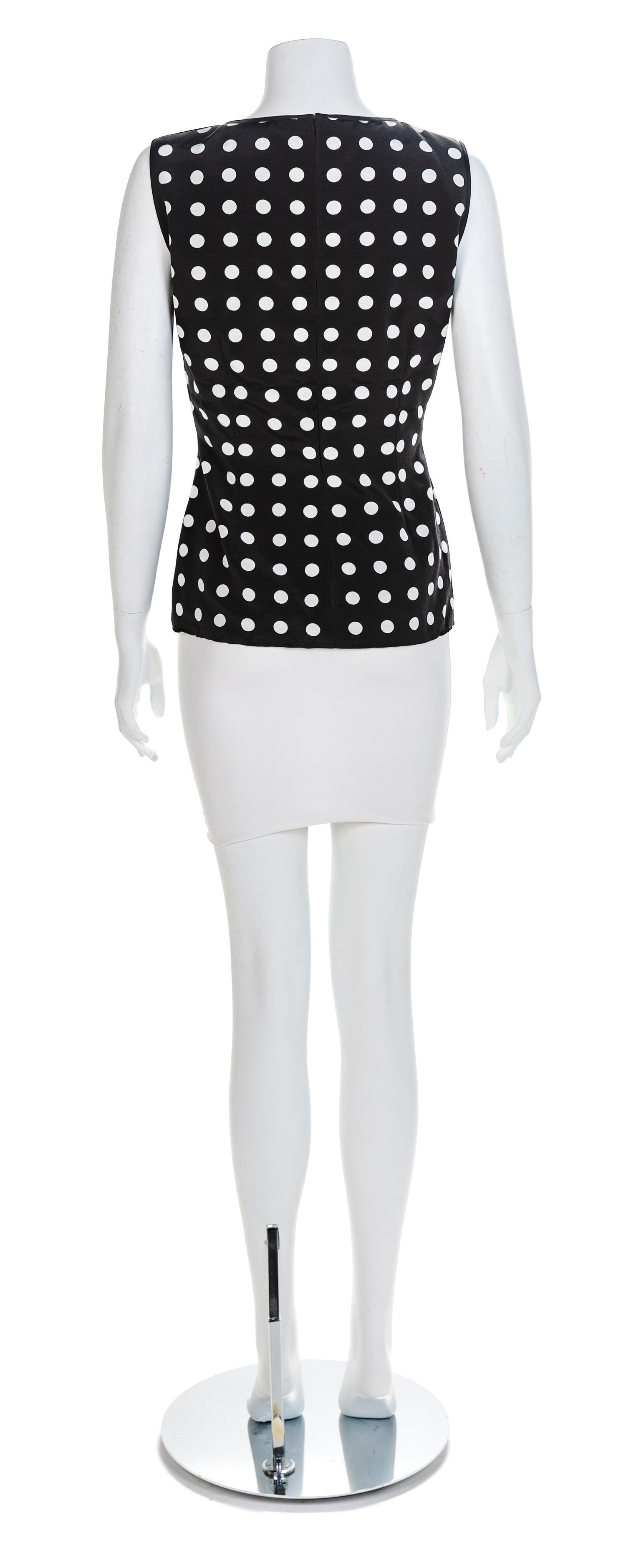 Atelier Versace Black with Polkadot Sleeveless Top, 1990s No size label