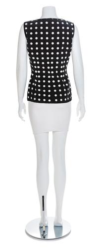 Atelier Versace Black with Polkadot Sleeveless Top, 1990s No size label