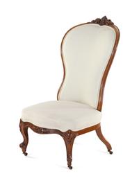 A Baroque Revival Mahogany Balloon Back Slipper Chair