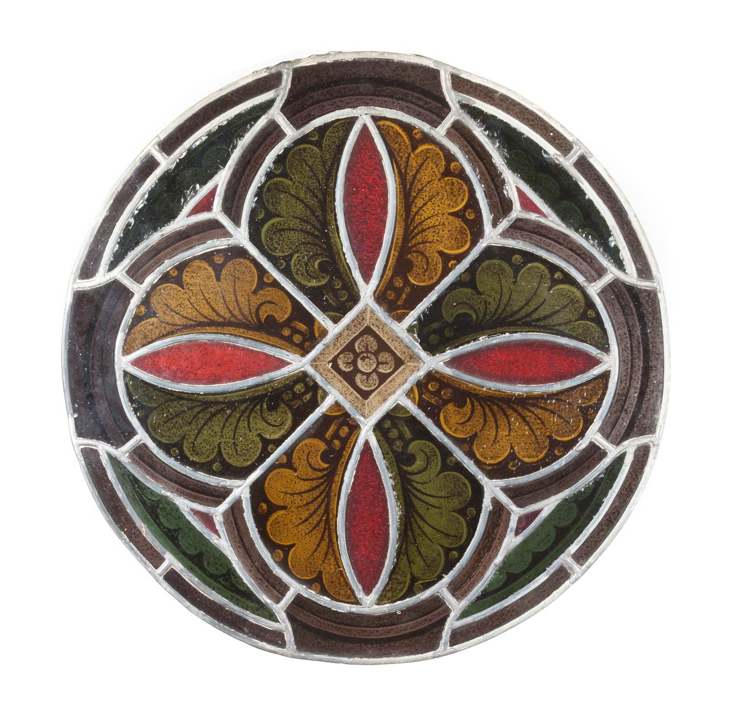 A Victorian Style Leaded Glass Rondel Diameter 20 1/2 inches.