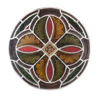 A Victorian Style Leaded Glass Rondel Diameter 20 1/2 inches.