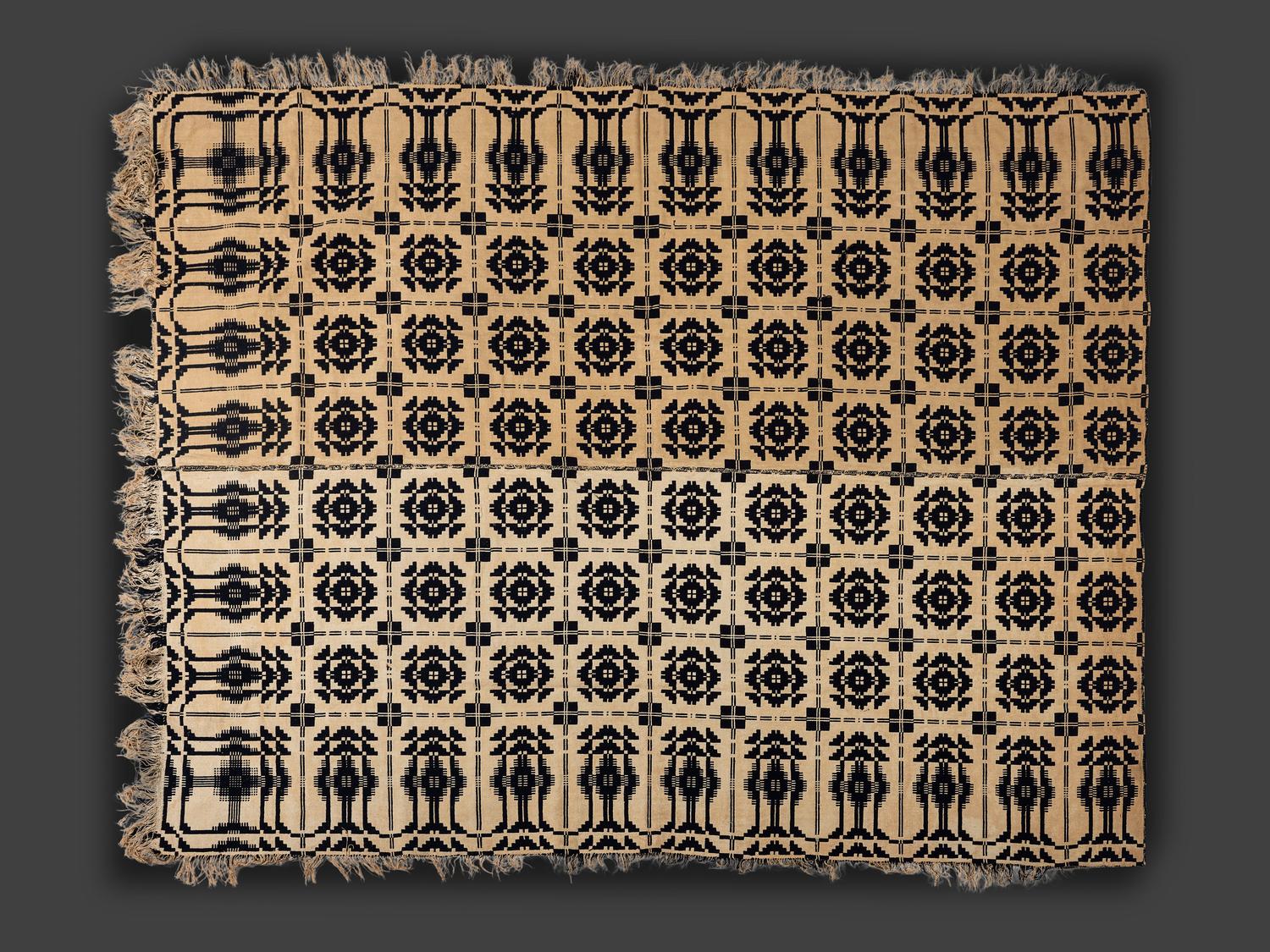 Four Jacquard Woven Coverlets, Including an Ohio Example