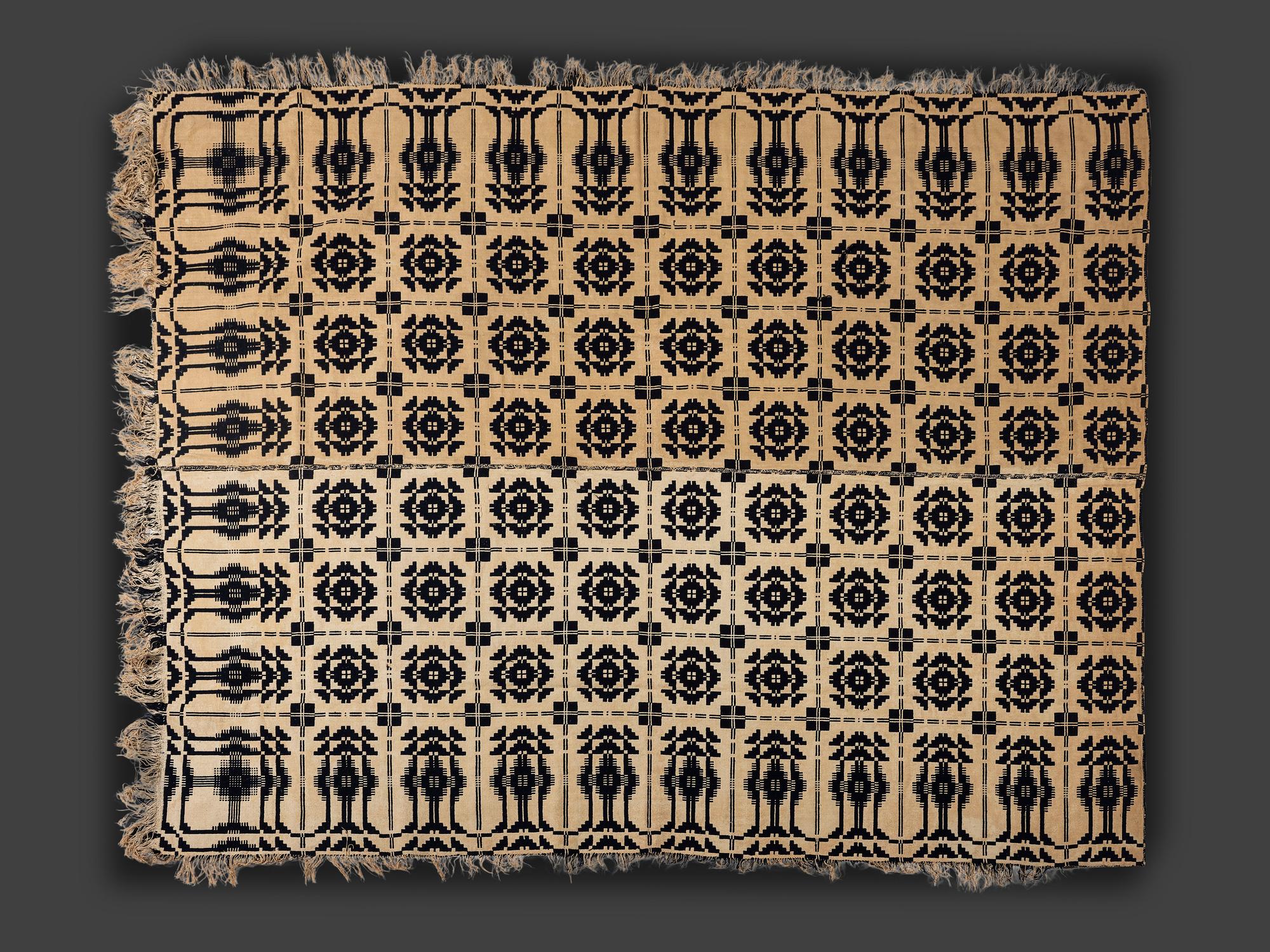 Four Jacquard Woven Coverlets, Including an Ohio Example