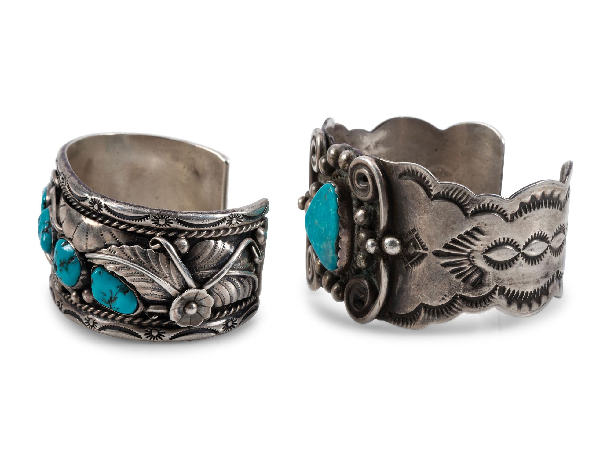 Navajo Sterling Silver and Turquoise Cuff Bracelets