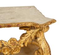 A Georgian Carved, Painted and Parcel Gilt Shaped Pedestal Base