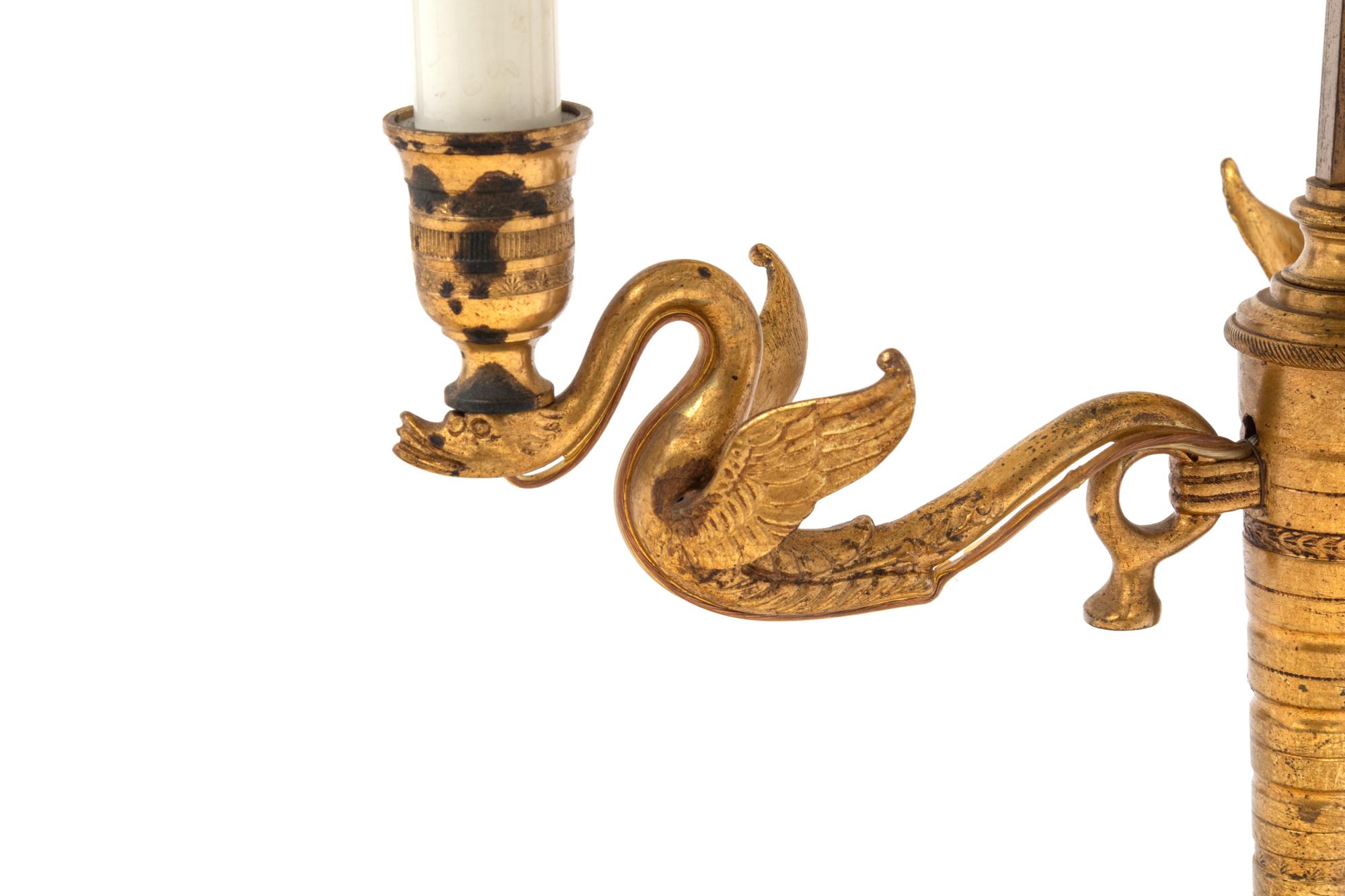 An Empire Style Gilt Bronze Three-Light Bouillotte Lamp