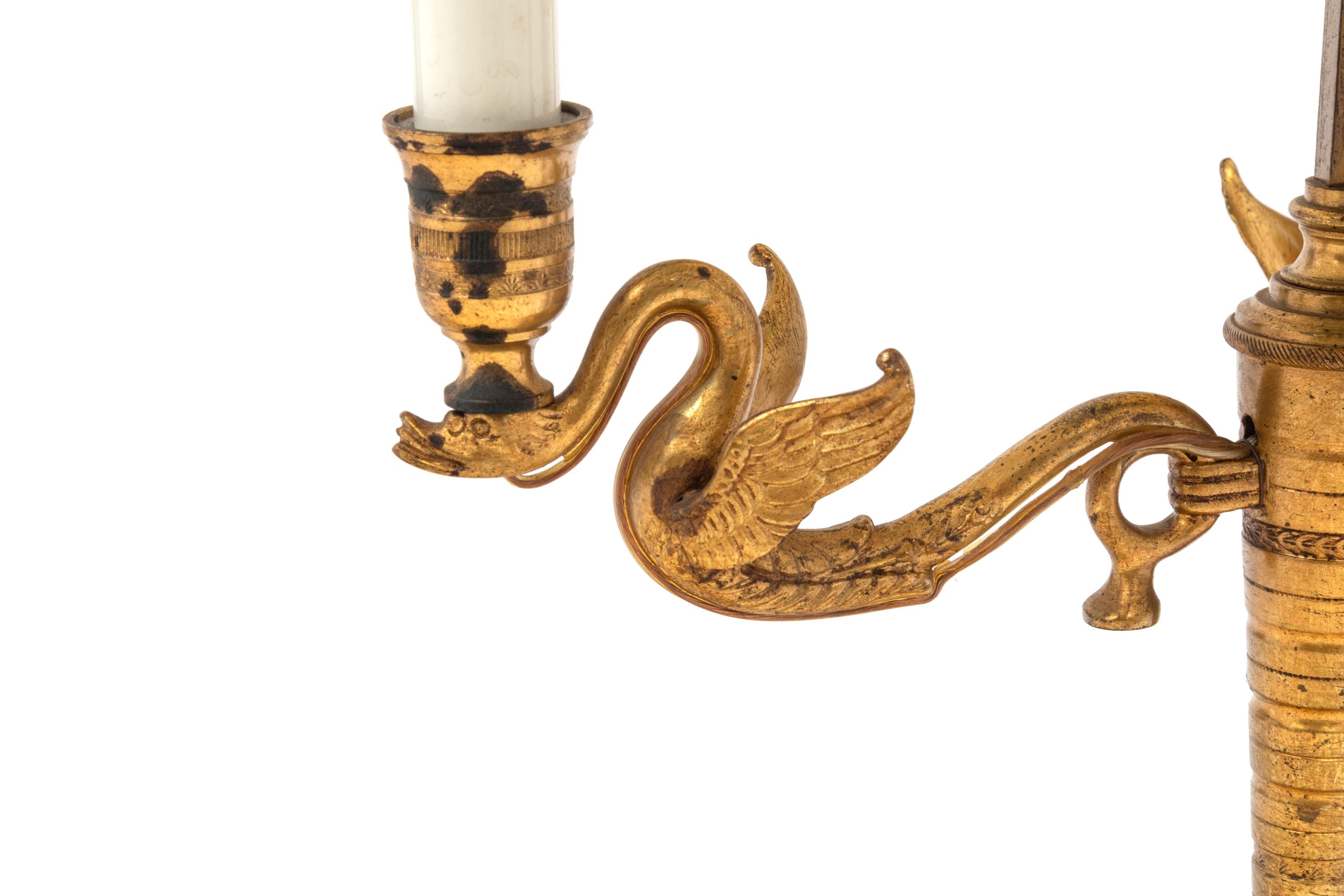 An Empire Style Gilt Bronze Three-Light Bouillotte Lamp