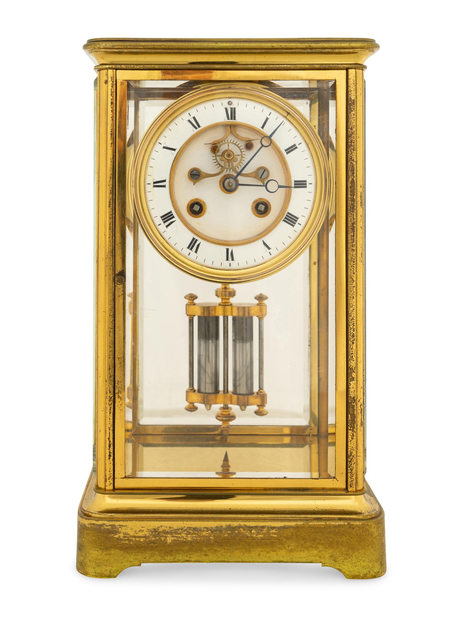 A Continental Gilt Brass Mantel Clock