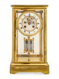 A Continental Gilt Brass Mantel Clock