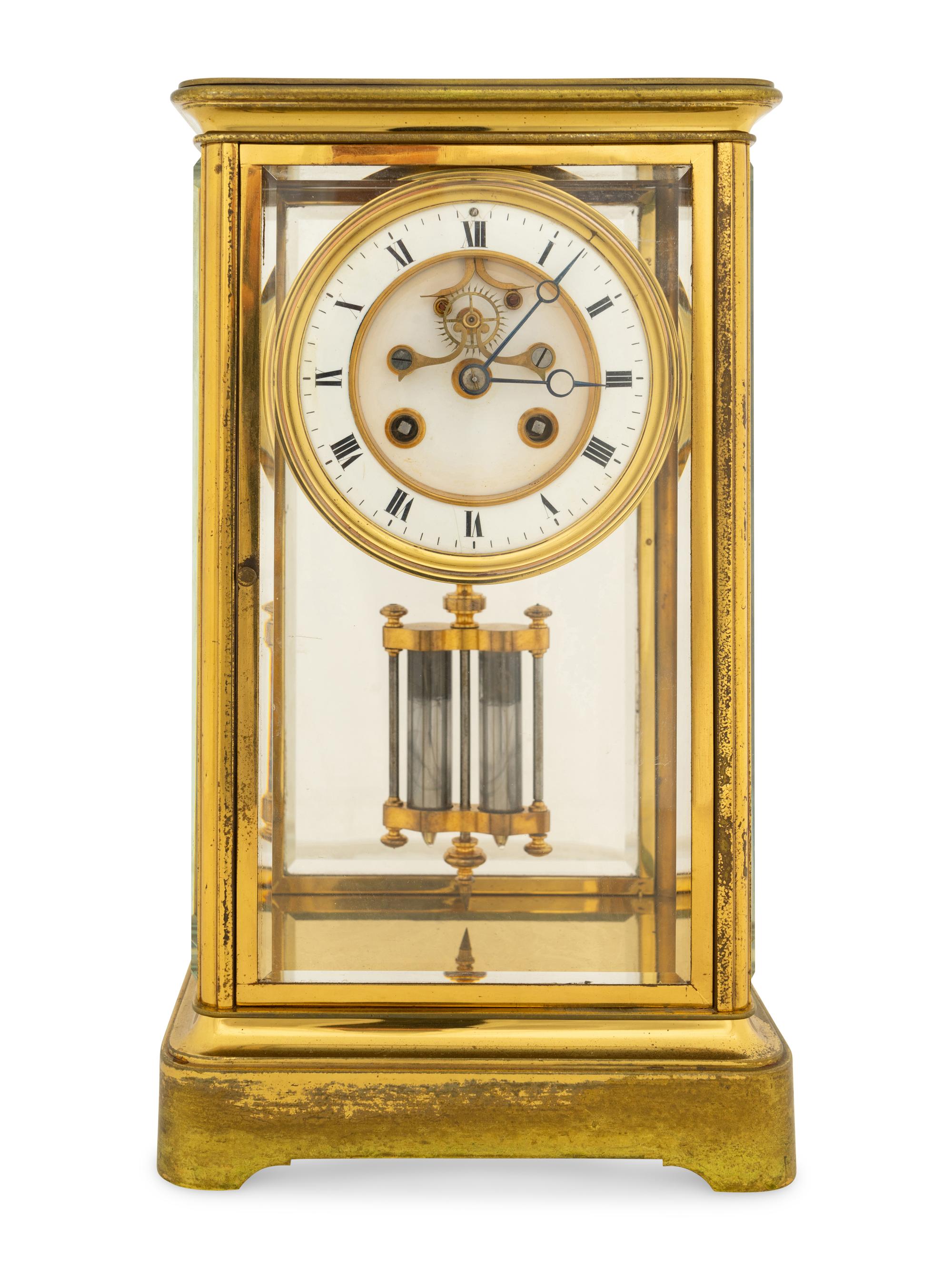 A Continental Gilt Brass Mantel Clock