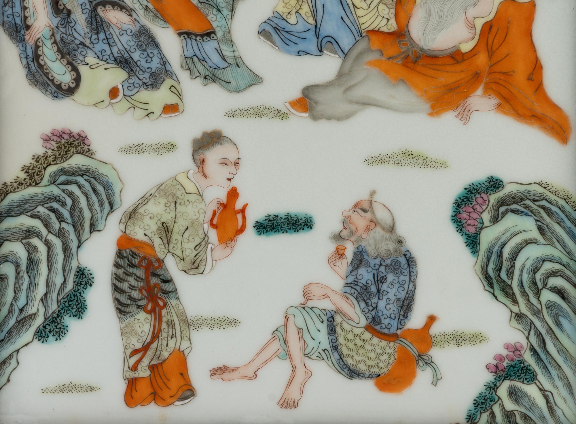 A Chinese Famille Rose Porcelain Hanging Screen