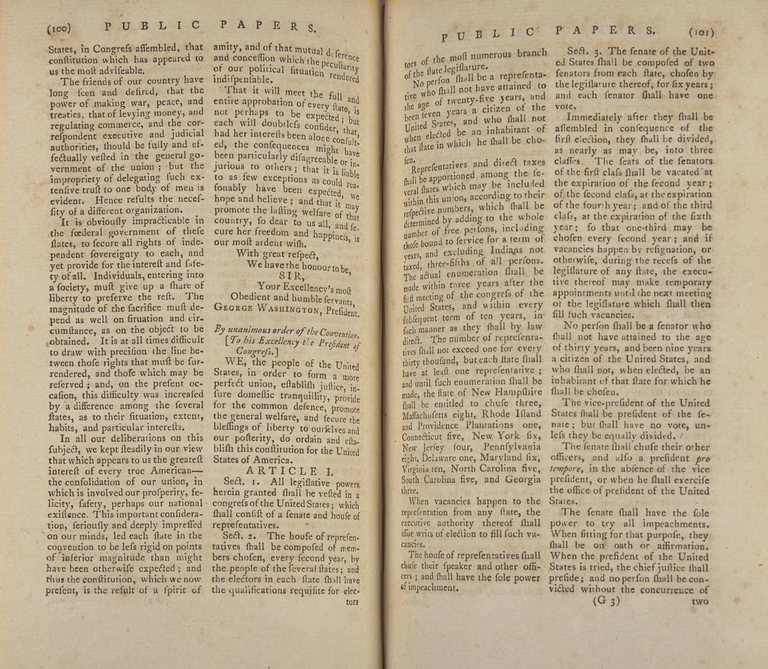 [Constitution] A Scarce and Early English Printing of the United States Constitution in The New Annual Register, 1788