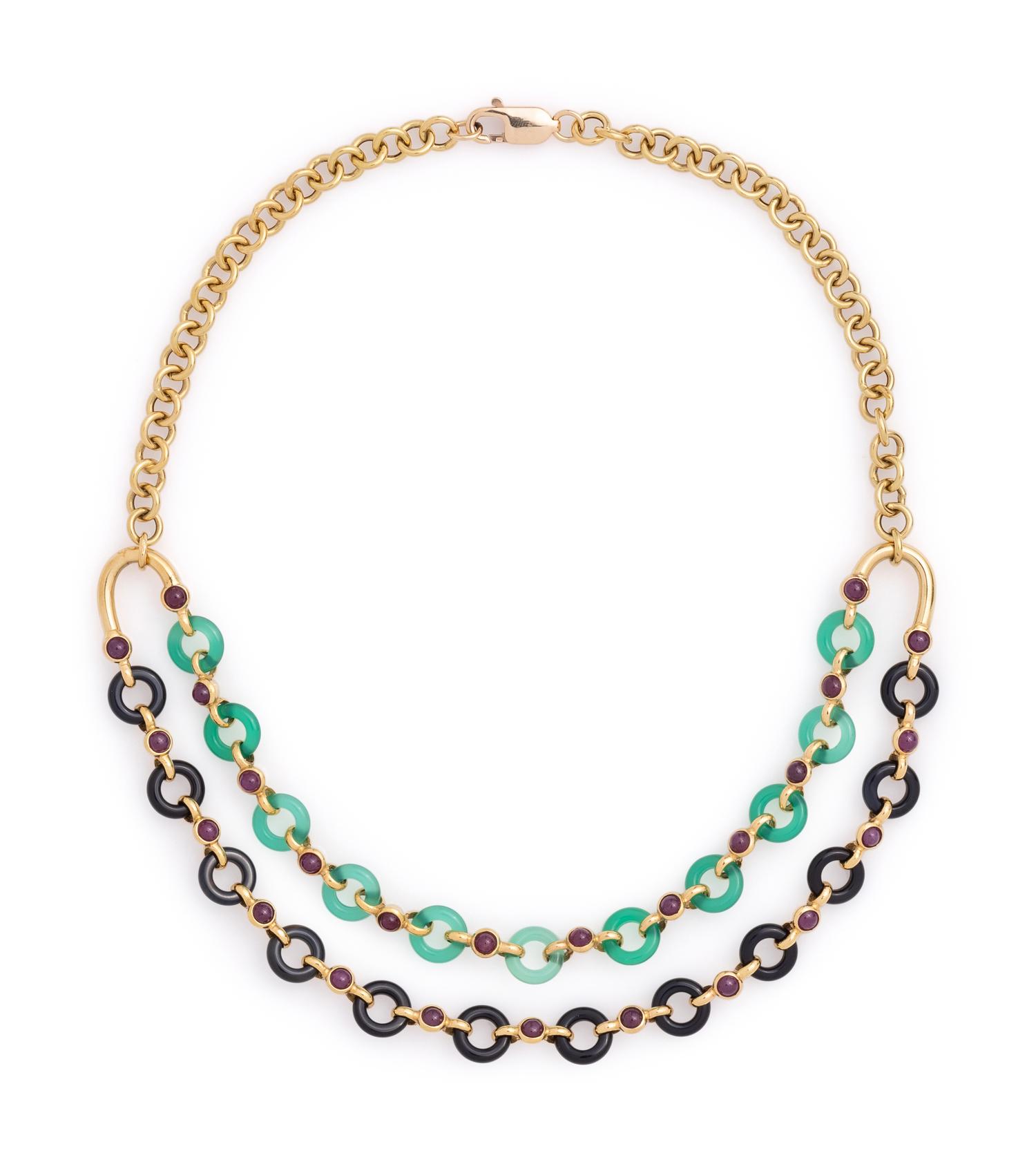 YELLOW GOLD AND MULTIGEM NECKLACE