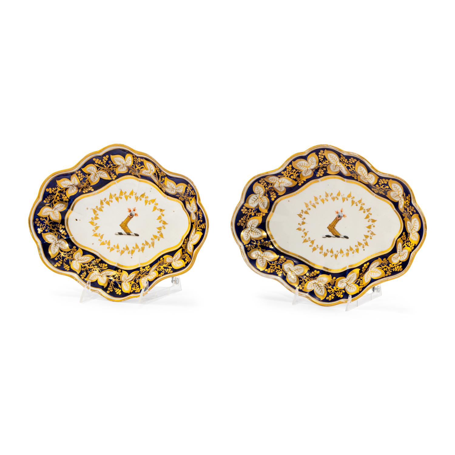 A Pair of Worcester Porcelain Armorial Serving Dishes
