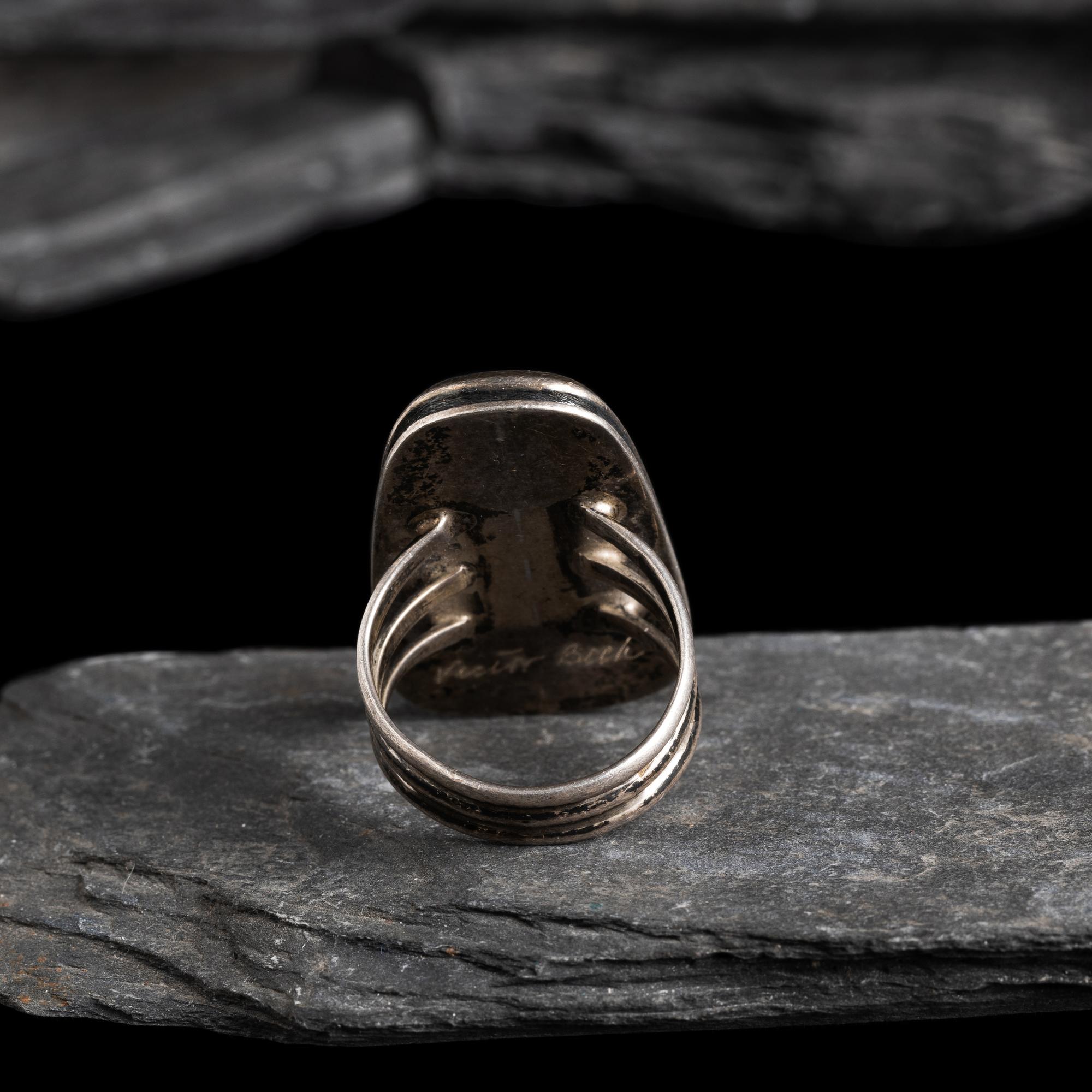 Victor Beck (Diné, 1941-2022) — Silver and Turquoise Men's Ring