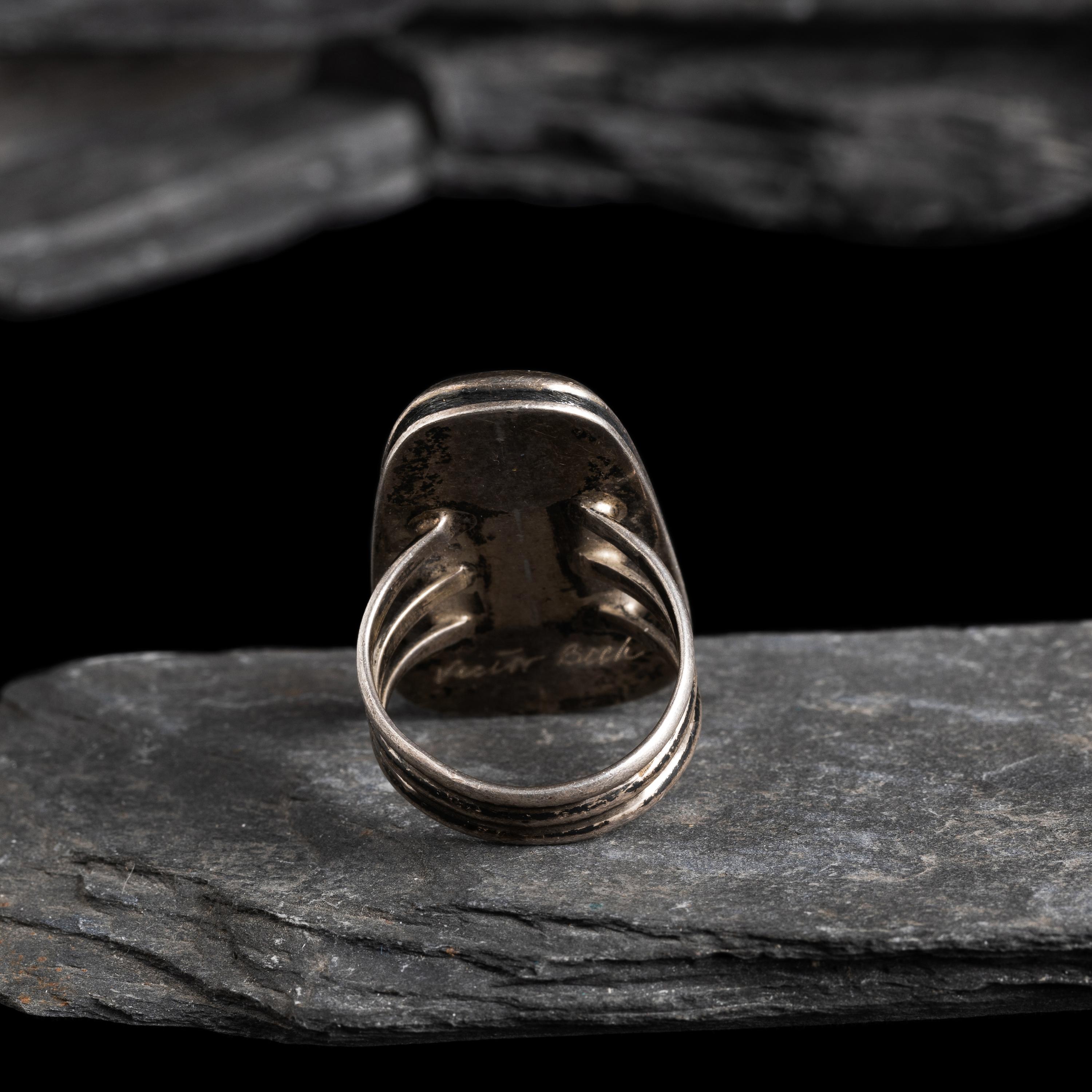 Victor Beck (Diné, 1941-2022) — Silver and Turquoise Men's Ring